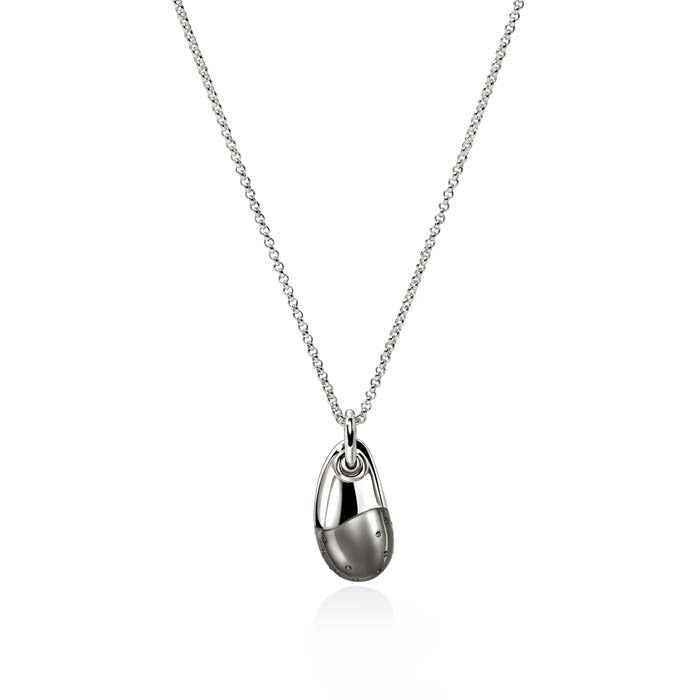 John Hardy Black Sand Diamond Pavé Pebble Necklace in Sterling Silver