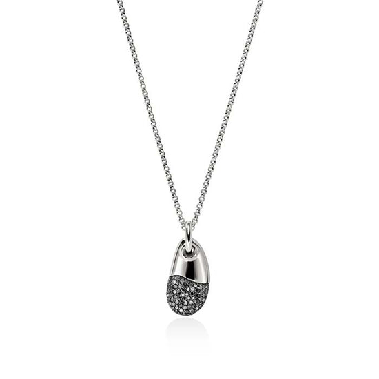 John Hardy Black Sand Diamond Pavé Pebble Necklace in Sterling Silver