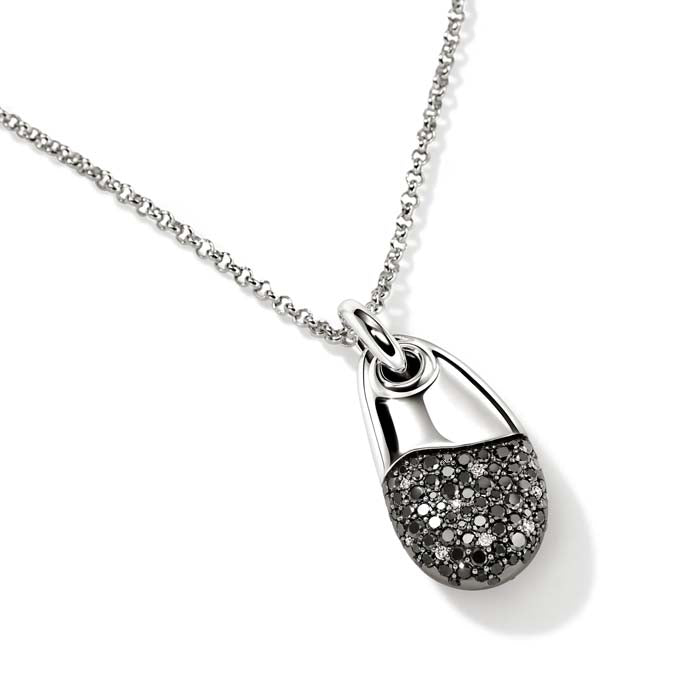 John Hardy Black Sand Diamond Pavé Pebble Necklace in Sterling Silver