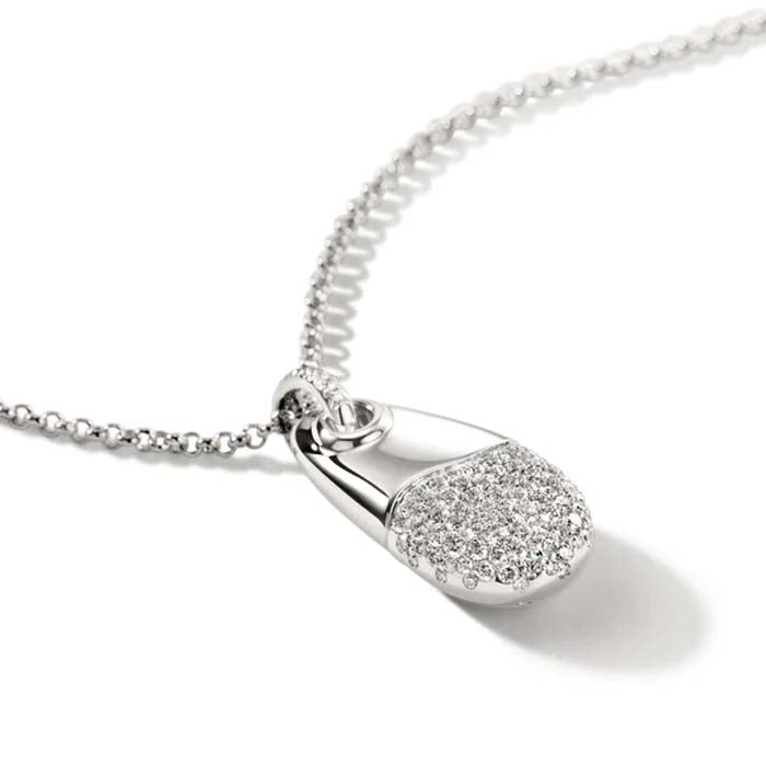 John Hardy Diamond Pavé Surf Pebble Pendant Necklace in Sterling Silver