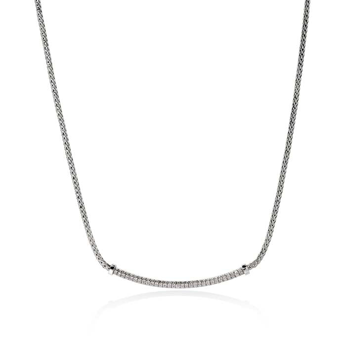 John Hardy 16"-18" Essential Pavé Bar Necklace in Sterling Silver