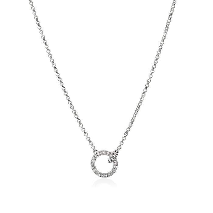 John Hardy Essentials Pavé Circle Necklace in Sterling Silver