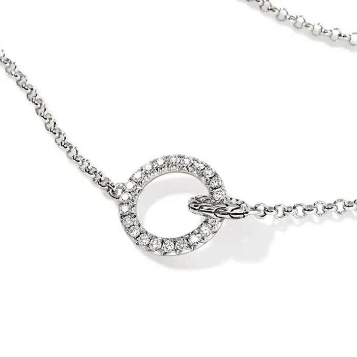 John Hardy Essentials Pavé Circle Necklace in Sterling Silver