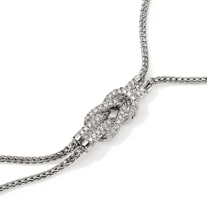 John Hardy Love Knot “Y” Necklace with Diamonds in Sterling Silver