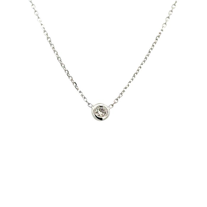 Mountz Collection Solitaire Diamond Bezel Pendant Necklace in 14K White Gold