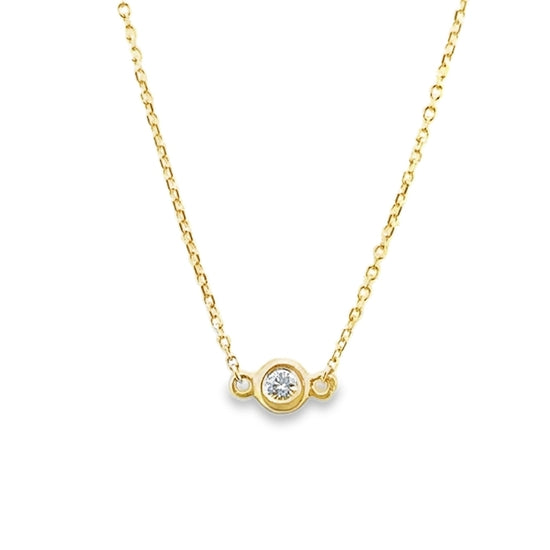 Mountz Collection Solitaire Diamond Bezel Pendant Necklace in 14K Yellow Gold