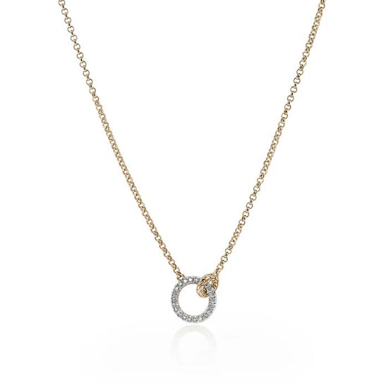 John Hardy Essentials Pavé Circle Necklace in 14K Yellow Gold