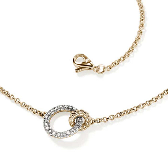 John Hardy Essentials Pavé Circle Necklace in 14K Yellow Gold