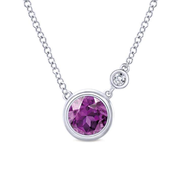 Gabriel & Co. Amethyst and Diamond Sterling Silver Necklace