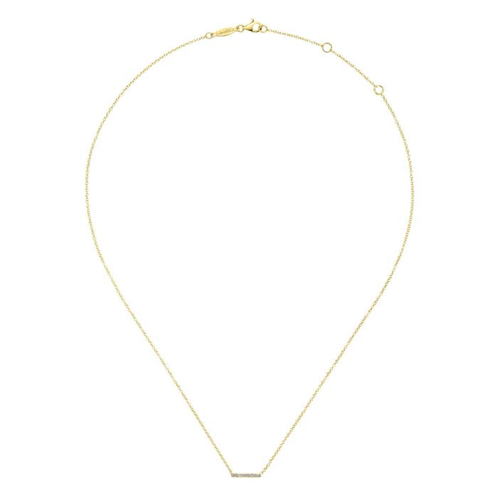 Gabriel & Co. Petite Pavé Diamond Bar Necklace in 14K Yellow Gold