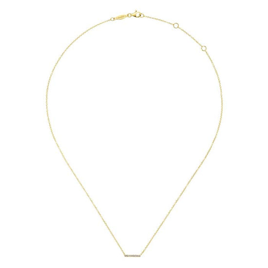 Gabriel & Co. Petite Pavé Diamond Bar Necklace in 14K Yellow Gold