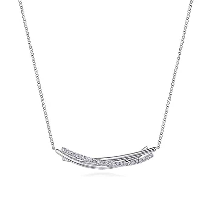 Gabriel & Co. White Sapphire Bar Necklace in Sterling Silver