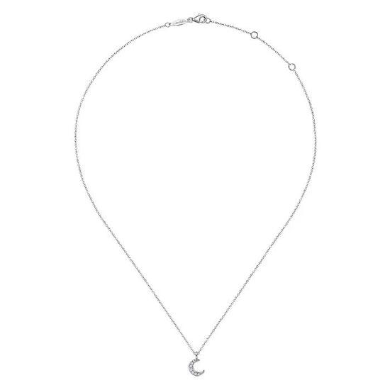 Gabriel & Co. Diamond Pave Crescent Pendant Necklace in 14K White Gold