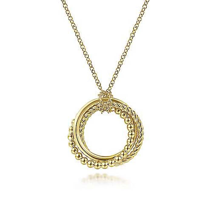 Gabriel & Co. Twisted Rope Multi Circle Pendant Necklace in 14K Yellow Gold