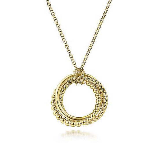 Gabriel & Co. Twisted Rope Multi Circle Pendant Necklace in 14K Yellow Gold