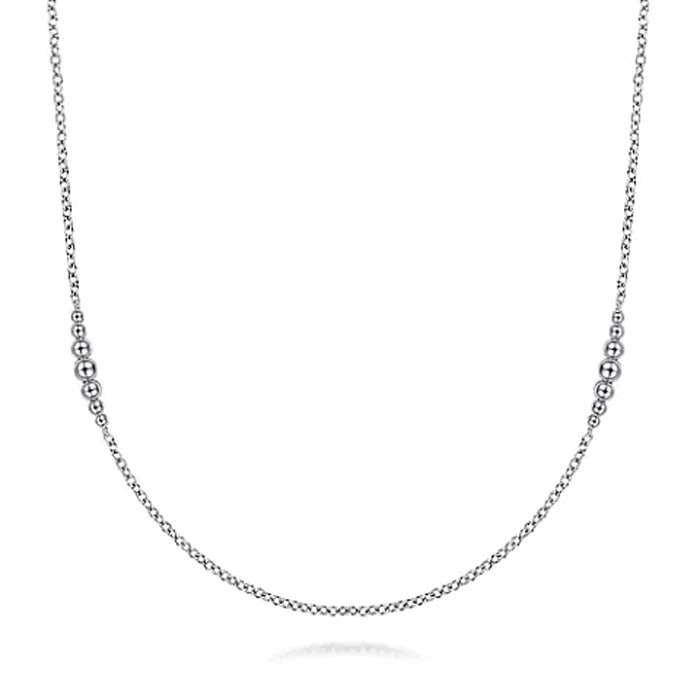 Gabriel & Co. Bujukan Beaded Station Necklace in Sterling Silver