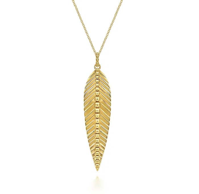 Gabriel & Co. Bujukan Leaf Pendant Necklace in 14K Yellow Gold