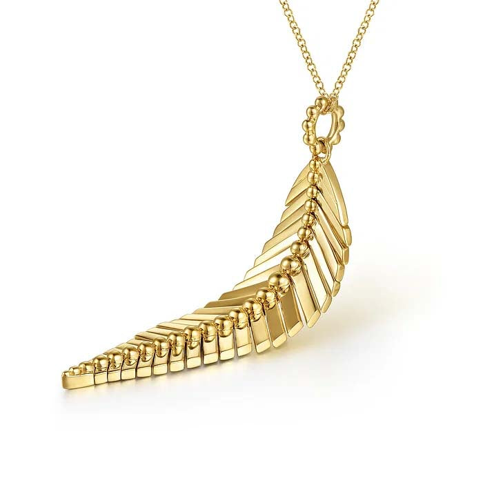 Gabriel & Co. Bujukan Leaf Pendant Necklace in 14K Yellow Gold