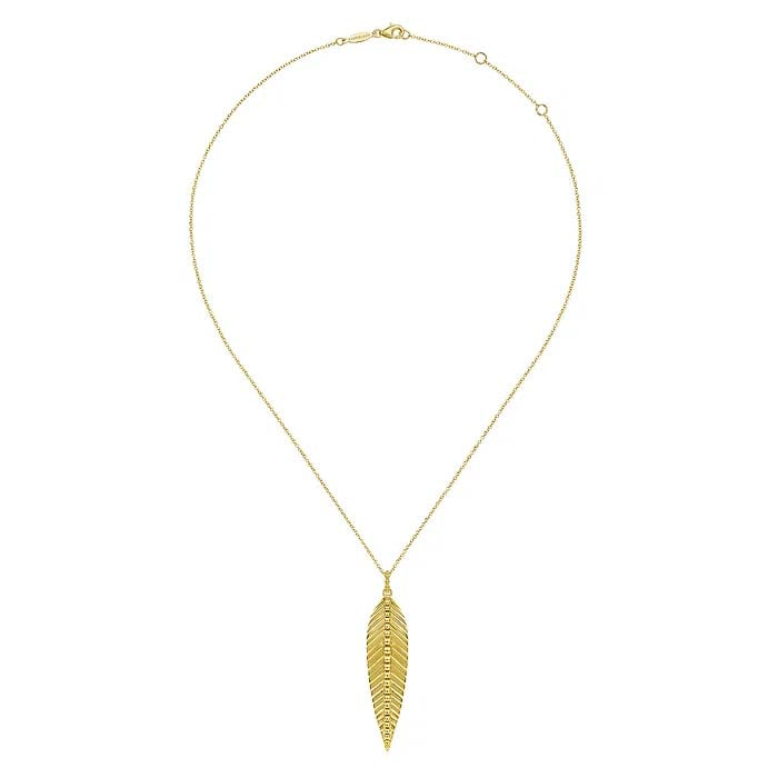 Gabriel & Co. Bujukan Leaf Pendant Necklace in 14K Yellow Gold