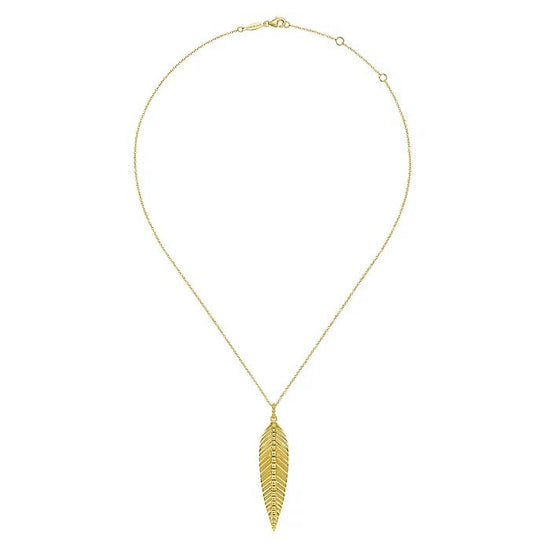 Gabriel & Co. Bujukan Leaf Pendant Necklace in 14K Yellow Gold