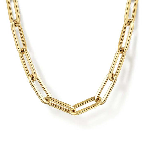 Gabriel & Co. Hollow Paper Clip Necklace in 14K Yellow Gold