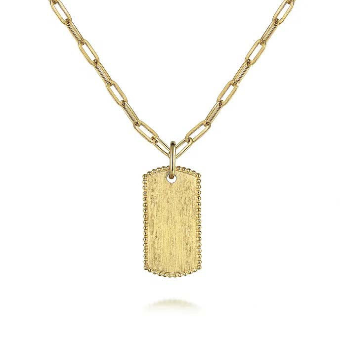 Gabriel & Co. Bujukan Dog Tag Pendant in 14K Yellow Gold