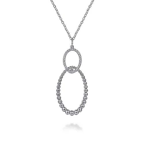 Gabriel & Co. Bujukan Twisted Oval Pendant Necklace with White Sapphires in Sterling Silver