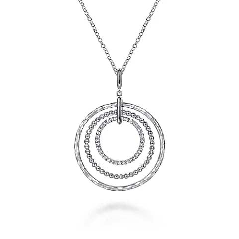 Gabriel & Co. Bujukan White Sapphire Triple Circle Pendant Necklace in Sterling Silver