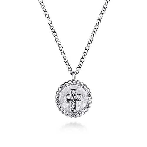 Gabriel & Co. Bujukan Diamond Cross Pendant Necklace in Sterling Silver