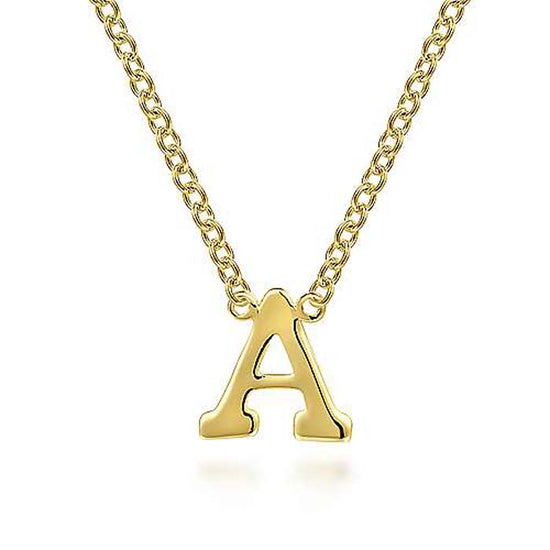 Gabriel & Co. "A" Initial Necklace in 14K Yellow Gold