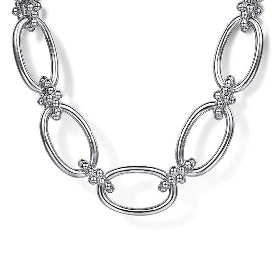 Gabriel & Co. 17" Oval Link Chain Necklace with Bujukan Connectors in Sterling Silver