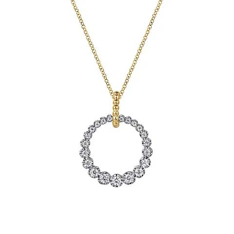 Gabriel & Co. Bujukan Diamond Open Circle Pendant Necklace in 14K White and Yellow Gold