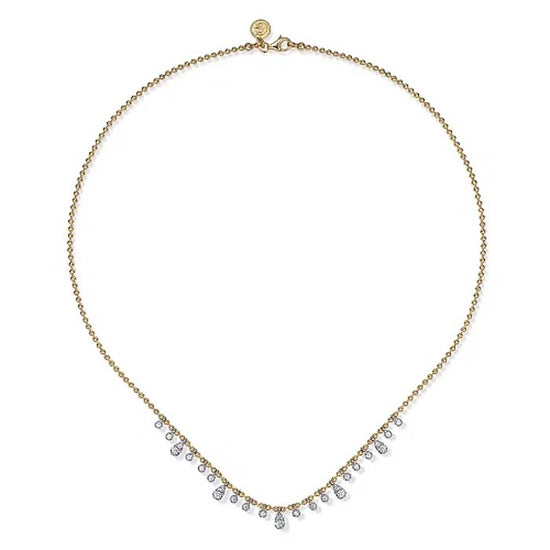 Gabriel & Co. Bujukan Diamond Droplet Necklace in 14K White and Yellow Gold