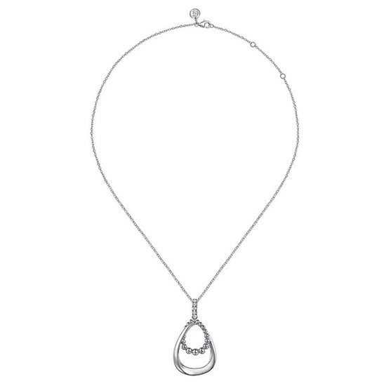 Gabriel & Co Bujukan White Sapphire Pendant Necklace in Sterling Silver