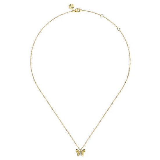 Gabriel & Co.Contemporary Diamond Butterfly Necklace in 14K Yellow Gold