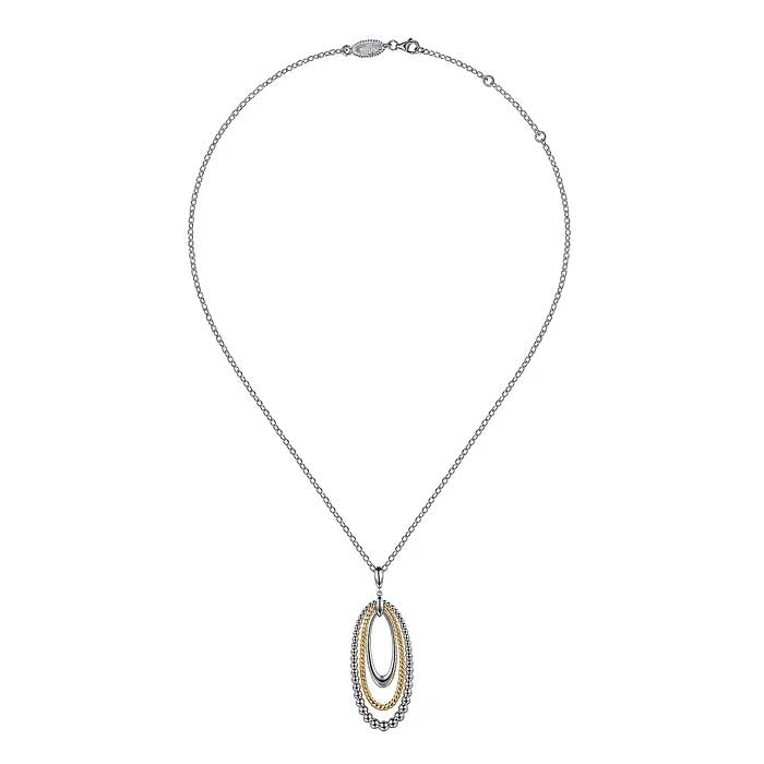 Gabriel & Co Bujukan Rope Circle Pendant Necklace in Sterling Silver and 14K Yellow Gold