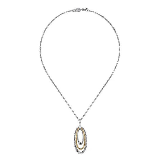 Gabriel & Co Bujukan Rope Circle Pendant Necklace in Sterling Silver and 14K Yellow Gold