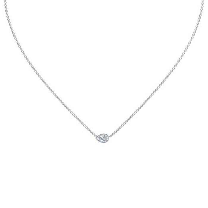 Natalie K Forevermark Pear Diamond Bezel 18K White Gold Pendant