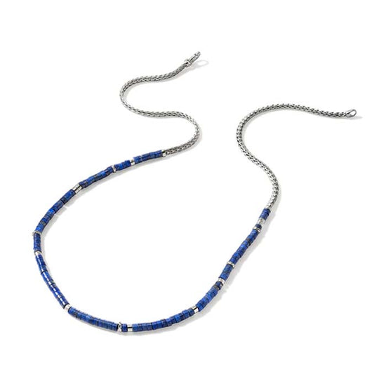 John Hardy 24" Lapis Heishi Chain Necklace in Sterling Silver