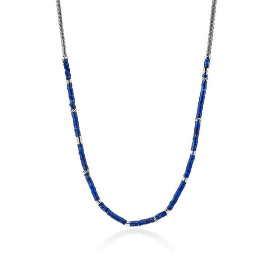 John Hardy 24" Lapis Heishi Chain Necklace in Sterling Silver