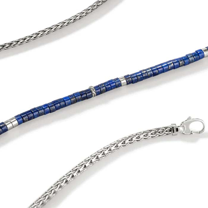 John Hardy 24" Lapis Heishi Chain Necklace in Sterling Silver