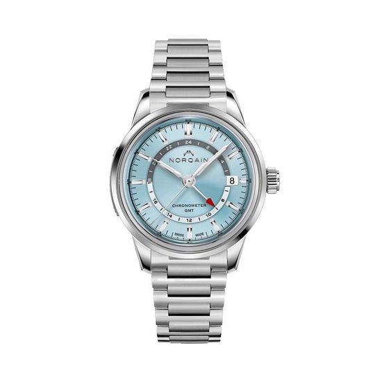 NORQAIN 40MM Freedom 60 GMT Automatic Watch with Ice Blue Dial in Stainless Steel