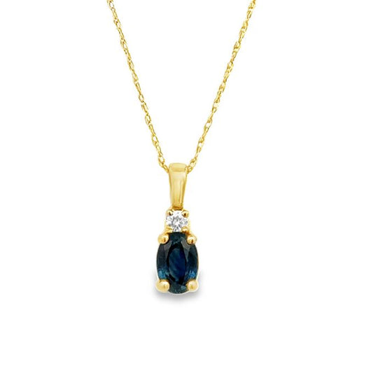 Mountz Collection Sapphire and Diamond Pendant Necklace in 14K Yellow Gold