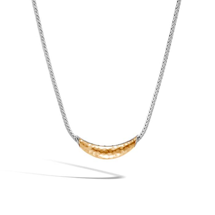 John Hardy Palu Crescent Station Necklace in Sterling Silver and 18K Yellow Gold