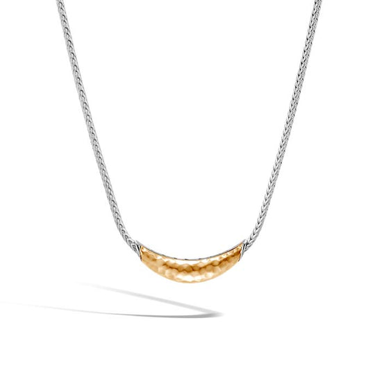 John Hardy Palu Crescent Station Necklace in Sterling Silver and 18K Yellow Gold