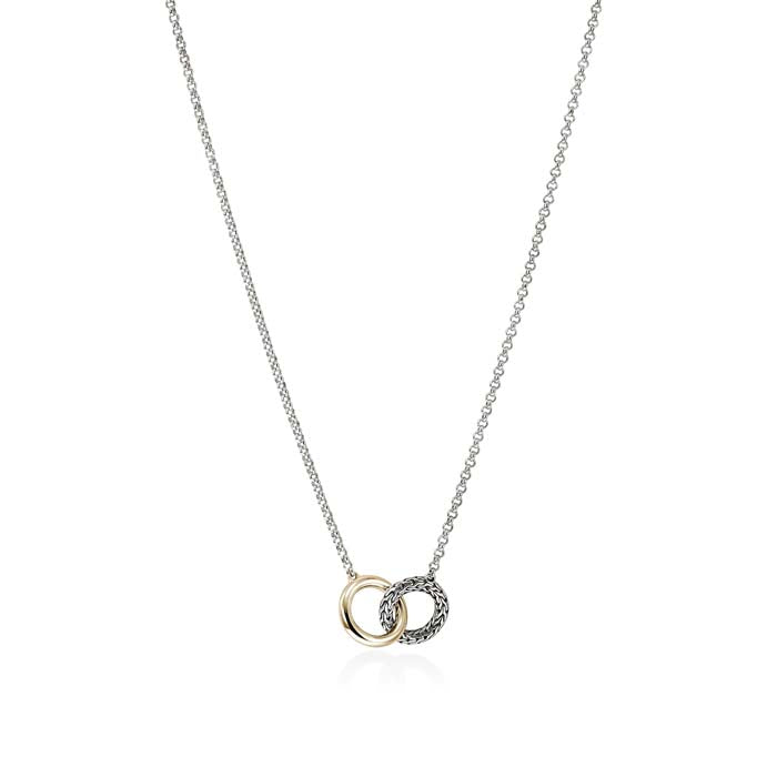 John Hardy Essential Linked Necklace in 14K Yellow Gold and Sterling Silver