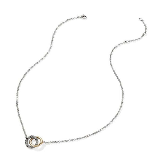 John Hardy Essential Linked Necklace in 14K Yellow Gold and Sterling Silver