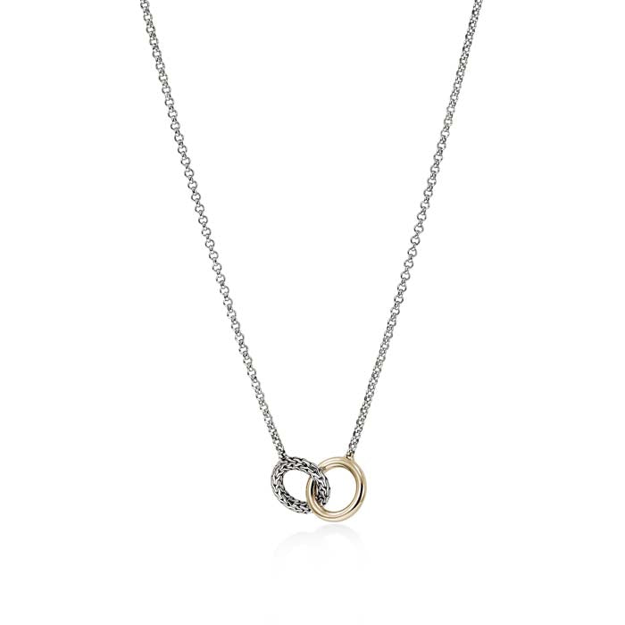 John Hardy Essential Linked Necklace in 14K Yellow Gold and Sterling Silver