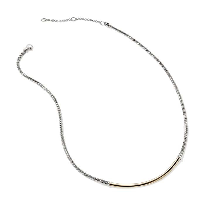 John Hardy Essential Bar Necklace in 14K Gold and Sterling Silver