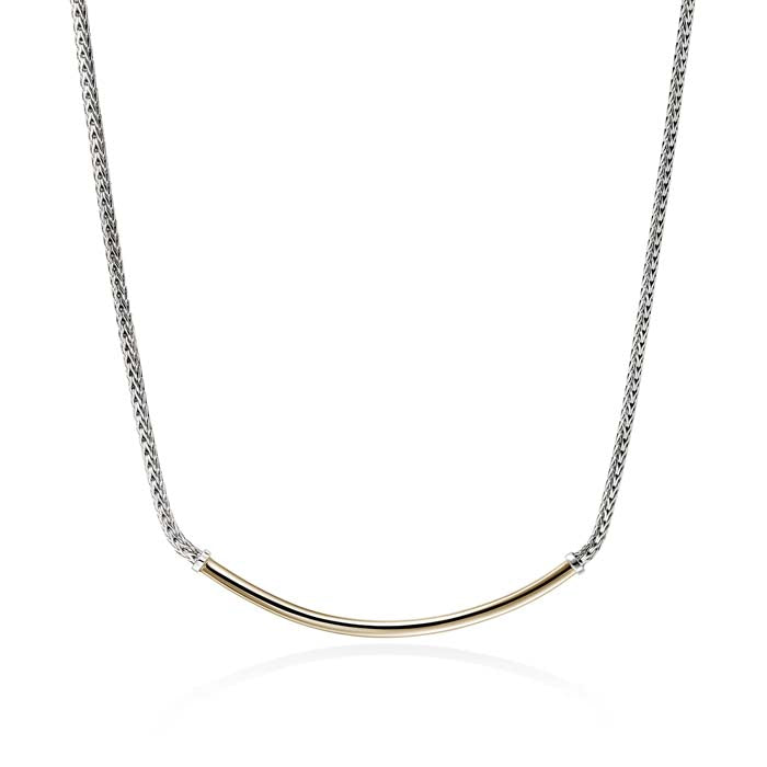 John Hardy Essential Bar Necklace in 14K Gold and Sterling Silver